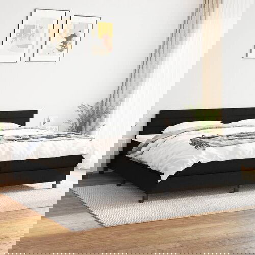  The Living Store Box spring postelja z vzmetnico črn 200x200 cm blago - Box Spring Postelja, (21445812) Slike