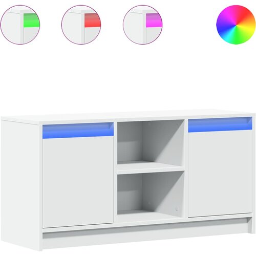 Maison Chic TV omarica - TV stojalo - Televizijska omarica z LED bela 100x34x50 cm inženirski les, (21699742) Slike