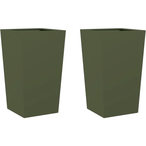  Vrtne sadilice 2 kom maslinastozelene 45x45x75 cm čelične Slike