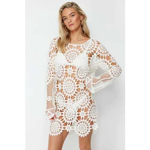 Trendyol White Mini Knitted Knitwear effect Beach Dress
