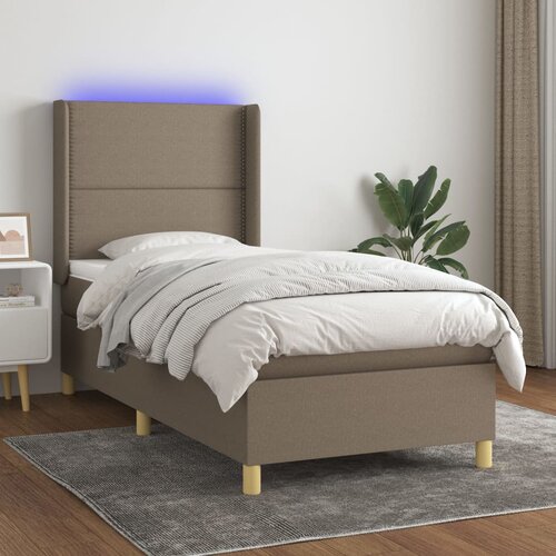vidaXL Box spring postelja z vzmetnico LED taupe 100x200 cm blago Cene