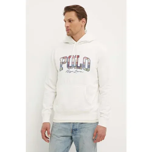 Polo Ralph Lauren Dukserica za muškarce, boja: bijela, s kapuljačom, s aplikacijom, 710941854