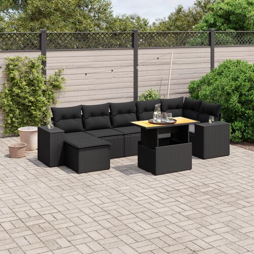 vidaXL 8-dijelni set vrtnih sofa od poliratana s jastucima crni Cijene