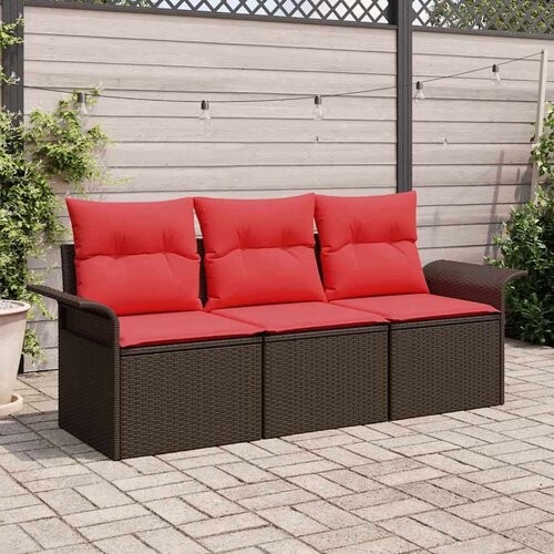  Set sofe s jastukom 3 pcs Smeđa i crvena poliratan Cijene