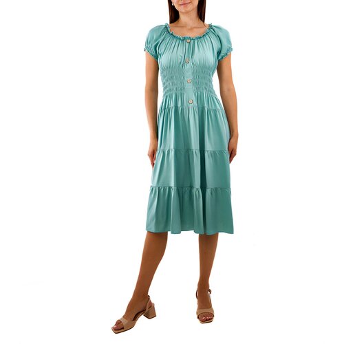 Gemre Green midi dress with ruching Tarano Slike