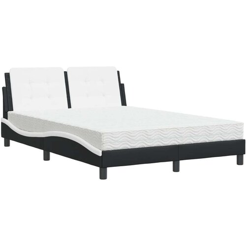  Krevet s madracem crno-bijeli 120 x 200 cm od umjetne kože Slike