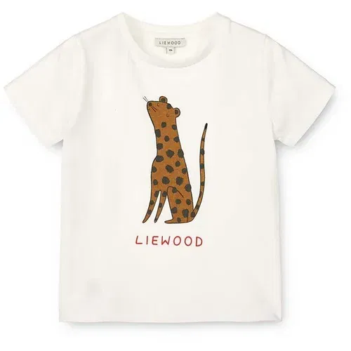 Liewood Otroška bombažna majica Apia Baby Placement Shortsleeve T-shirt bež barva