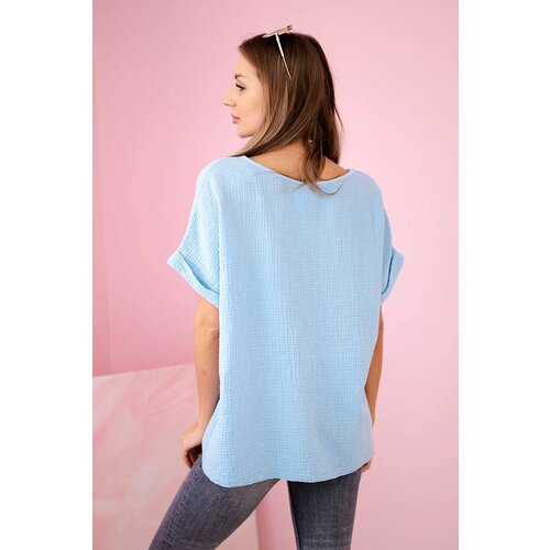 Kesi Włoski Muslin blouse with a necklace blue Cene