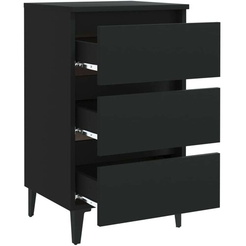 VidaXL noćni ormarić s metalnim nogama crni 40 x 35 x 69 cm Slike