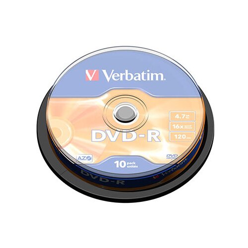  DVD-R, VERBATIM,4,7 GB,16X, spindle 10 kom,MATT SILVER Slike