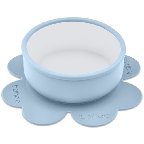 Baboo Silicone Bowl silikonska posoda s priseskom Blue Haze, 6m+ 1 kos Slike
