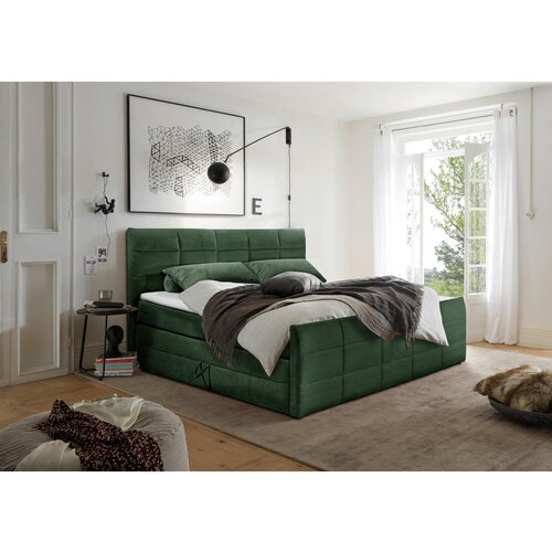MID.YOU POSTELJA BOXSPRING 180 cm x 200 cm , tekstil, leseni material olivno zelena Cene
