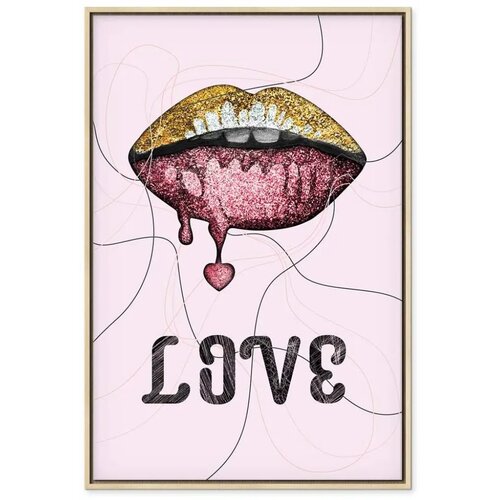  Slika - Liquid Lips (1 Part) Vertical 60x90 U prirodnom drvenom okviru Cene
