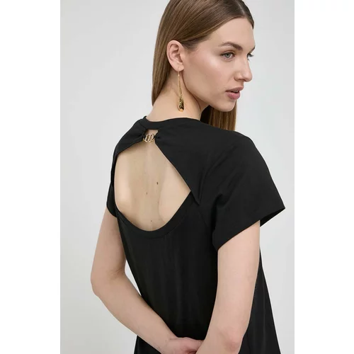 Twinset Bombažna kratka majica ženski, črna barva