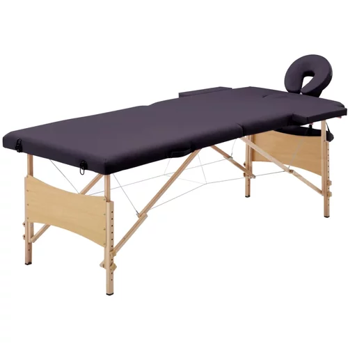 vidaXL Zložljiva masažna miza 2 coni les vijolična