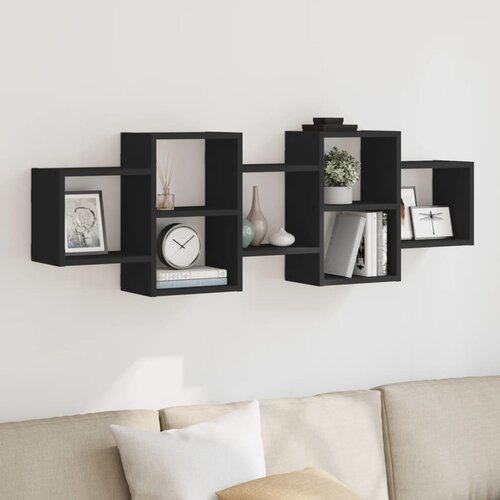 vidaXL Zidna polica crna 129x18x42 cm konstruirano drvo Cijene
