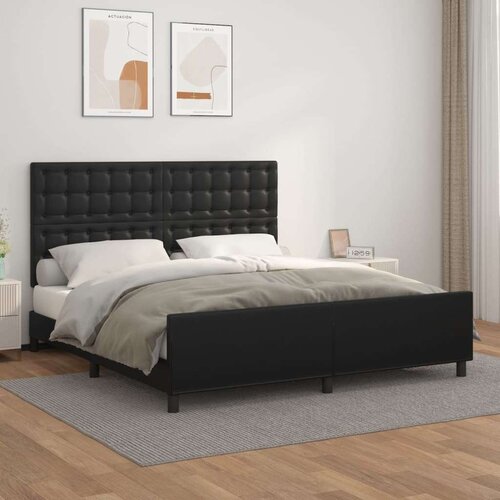  Posteljni okvir z vzglavjem črn 160x200 cm umetno usnje, (20907308) Slike