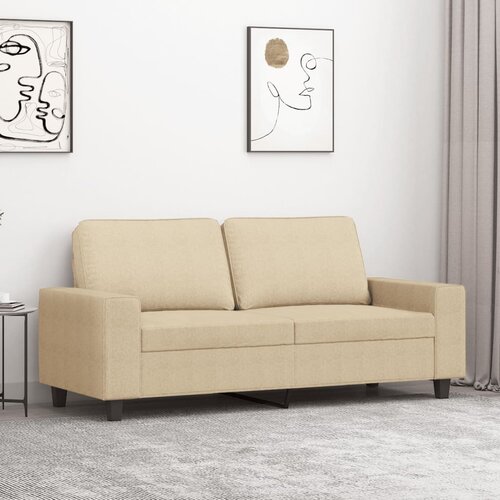VidaXL Kavč dvosed krem 140 cm blago Slike