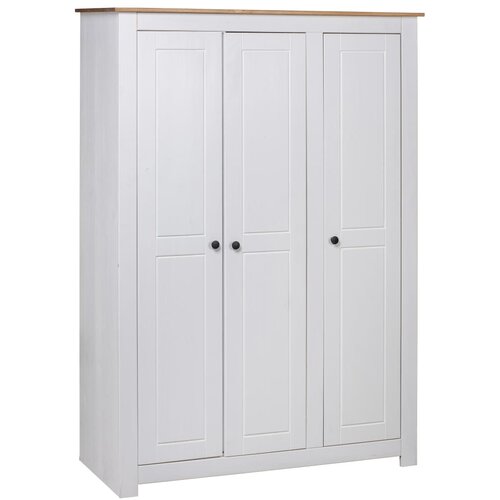 3 Ormar od borovine s vrata bijeli 118 x 50 x 171,5 cm Panama Cijene