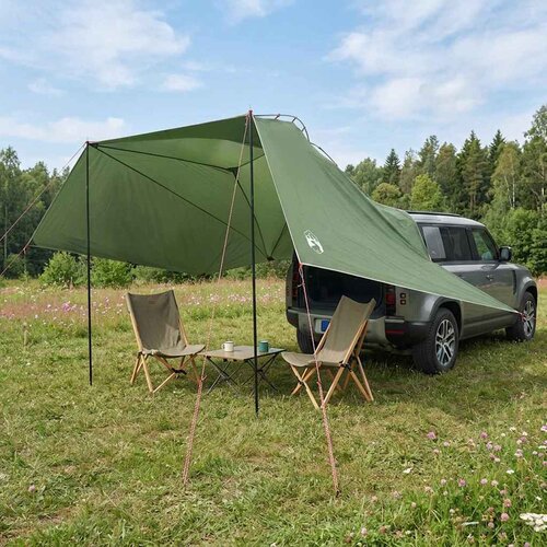 &amp;Scaron;ator za auto s krovom Zelena 350 x 250 cm Poliester i čelik Slike
