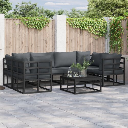 vidaXL Vrtna sedežna garnitura 6 pcs Črna Aluminij Cene