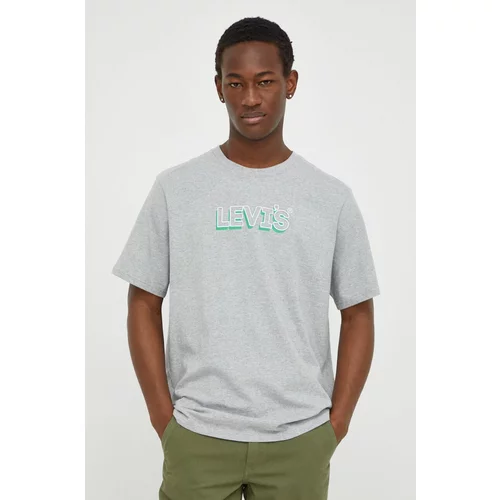 Levi's Pamučna majica za muškarce, boja: siva, s tiskom