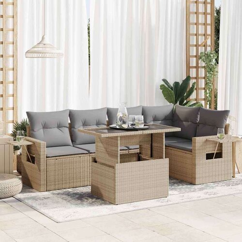 vidaXL 6-dijelni set vrtnih sofa s jastucima bež od poliratana Cijene