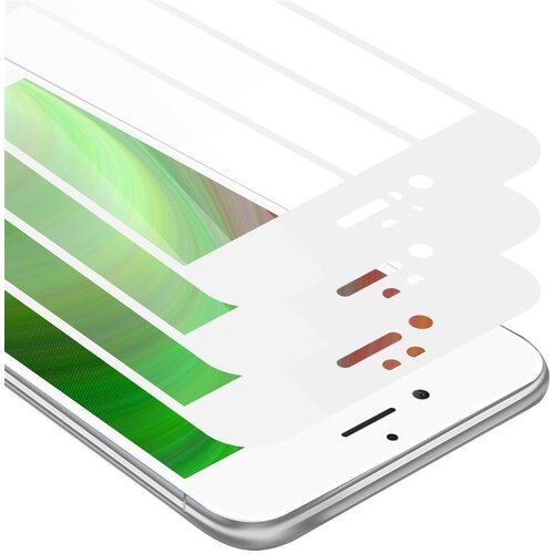 Cadorabo 3x Celozaslonska za&amp;scaron;čitna folija, združljiva z Apple iPhone 6 / 6S - Za&amp;scaron;čitna folija v transparentno z belo - 3-pack Kaljeno steklo za za&amp;scaron;čito zaslona s trdoto 9H in 3D dotikom, (20548012) Slike
