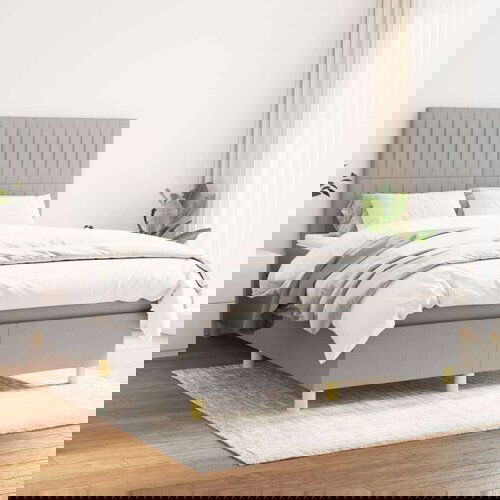  Box spring postelja z vzmetnico svetlo siva 140x200 cm blago, (20930240) Cene
