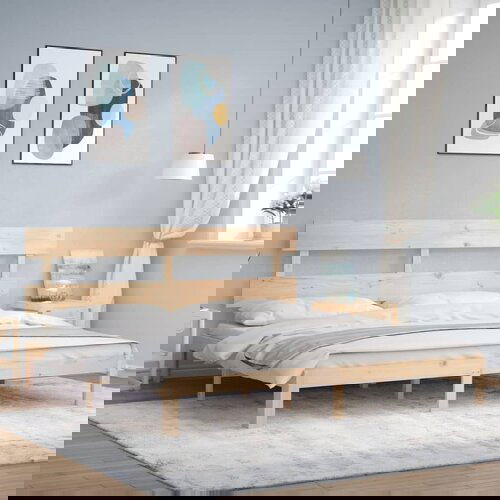 VidaXL Posteljni okvir z vzglavjem 200x200 cm trden les Slike