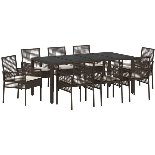  9-dijelni set za blagovanje u vrtu smeđi poliratan Cijene