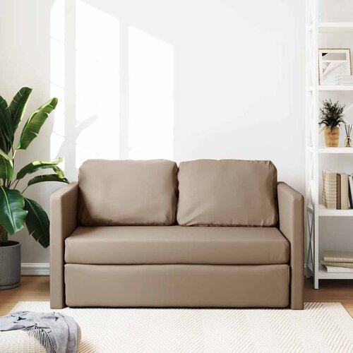  Podni kauč 2-u-1 cappuccino 112 x 174 x 55 cm od umjetne kože Slike