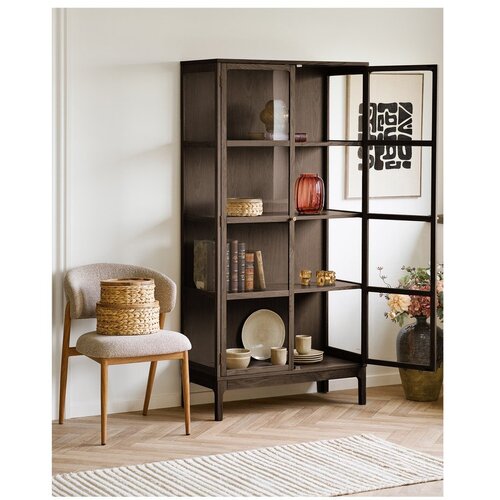 House Nordic Tamno smeđa vitrina u dekoru hrasta 90x180x40 cm Zamora &amp;ndash; Slike