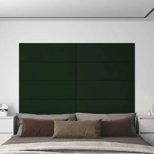 vidaXL Stenski paneli 12 kosov temno zeleni 90x30 cm žamet 3,24 m²