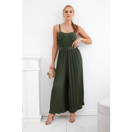 Kesi Pleated jumpsuit with khaki straps Slike