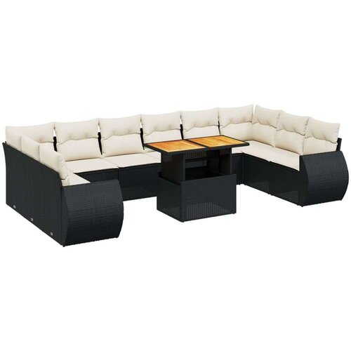 vidaXL 11-dijelni set vrtnih sofa od poliratana s jastucima crni Cijene