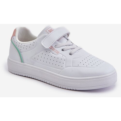 Big Star Children's sneakers made of eco-leather with Velcro Big Star white Cene
