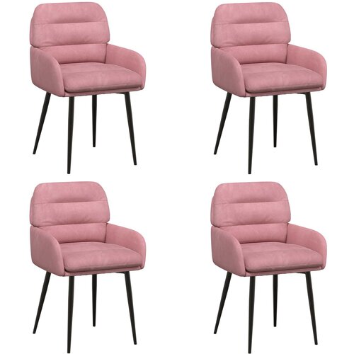 vidaXL Jedilni stoli 4 pcs Žamet Roza 59 x 59,5 x 90 cm, (5000296869) Cene