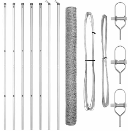 vidaXL Šestkotna ograja 1.6x10 m Pocinkano jeklo, Ograjišča 7 kos Ø32 mm 210 cm Pocinkano jeklo Cene