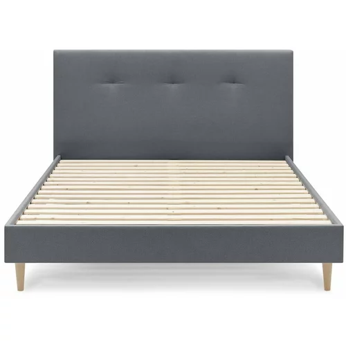 Bobochic Paris Tamno sivi tapecirani bračni krevet s podnicom 160x200 cm Tory -