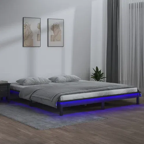 vidaXL led okvir za krevet sivi 160 x 200 cm od masivnog drva