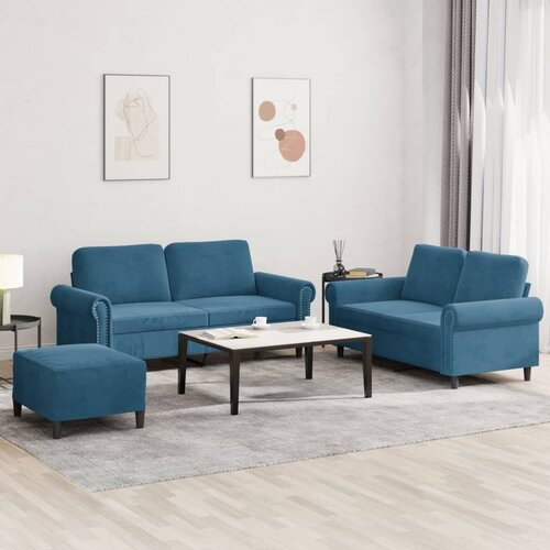 vidaXL 3-dijelni set sofa s jastucima plavi baršunasti Cijene