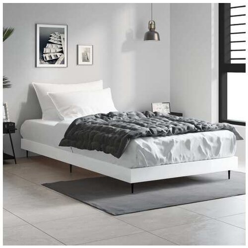 VidaXL Okvir za krevet visoki sjaj bijeli 90x190 cm konstruirano drvo Slike
