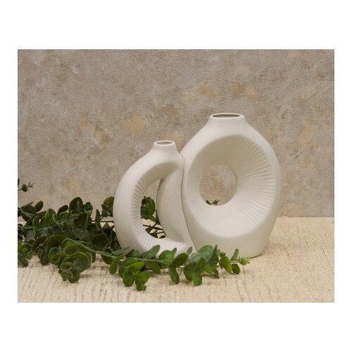 Dekordom vaza set 2/1 buco twin ym-f039b 21cm - white - n43 ( 024353 ) Cene