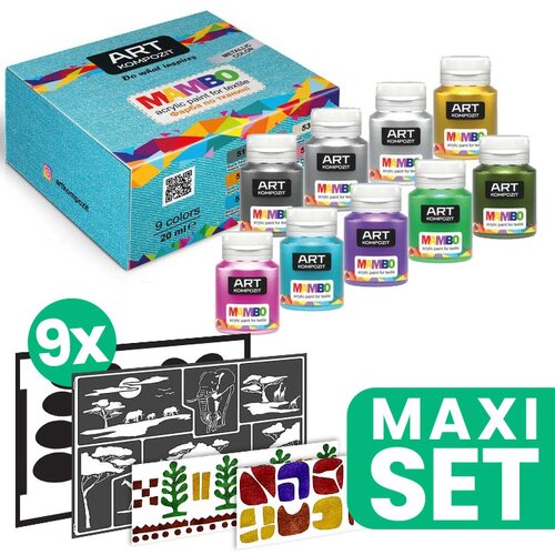 Mambo Metalik set boja za tekstil + 9 ETHNO Design šablona Cijene