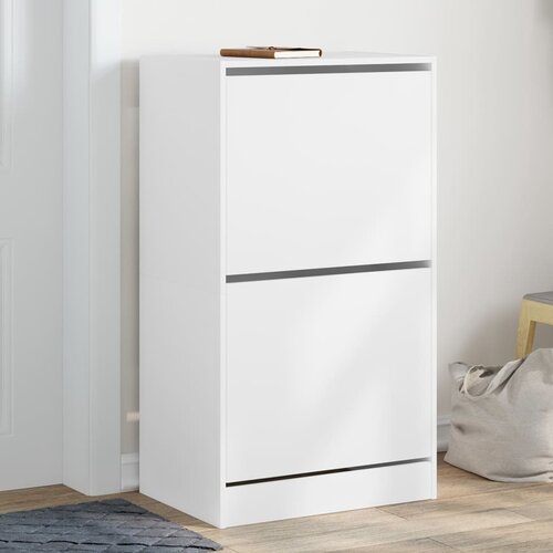 vidaXL Ormarić za cipele s 2 preklopne ladice bijeli 60 x 42 x 108 cm Cijene