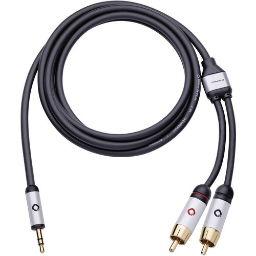 Oehlbach cinch / klinker avdio priključni kabel [2x mo&amp;scaron;ki cinch konektor - 1x 3\,5 mm banana mo&amp;scaron;ki konektor] 1.50 m črna pozlačeni konektorji I-CONNECT J-35/R, (20431967) Slike