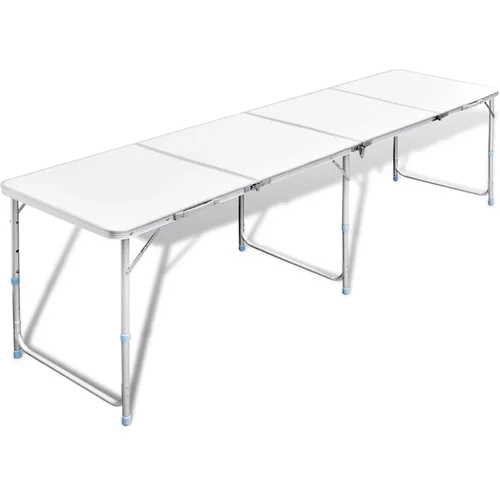  Zložljiva aluminijasta miza za kamp. z nastavljivo višino 240 x 60 cm