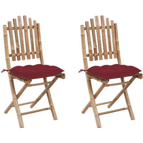  Sklopive vrtne stolice s jastucima 2 kom od bambusa