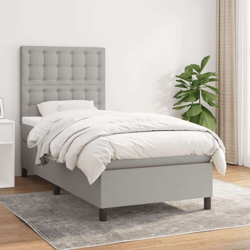  Krevet s oprugama i madracem svjetlosivi 100x200 cm od tkanine Slike